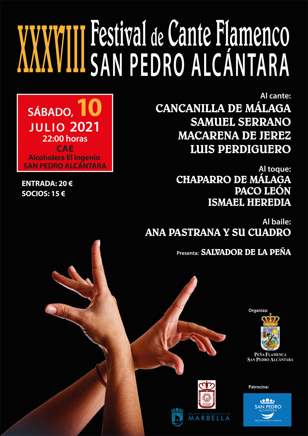 El CAE La Alcoholera de San Pedro acogerá este sábado el XXXVIII festival de Cante Flamenco San Pedro Alcántara tras el parón por la pandemia